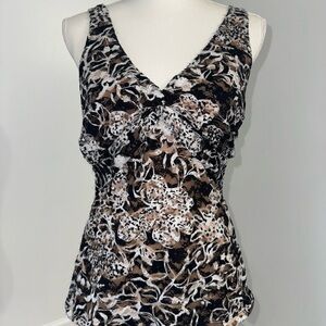 Cache Burnout Lace Mesh Tank Top Womens M Abstract Smokey‎ Floral Y2K Open Back
